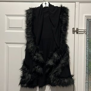 Faux fur trim knit vest  Wear 2 ways- One Size